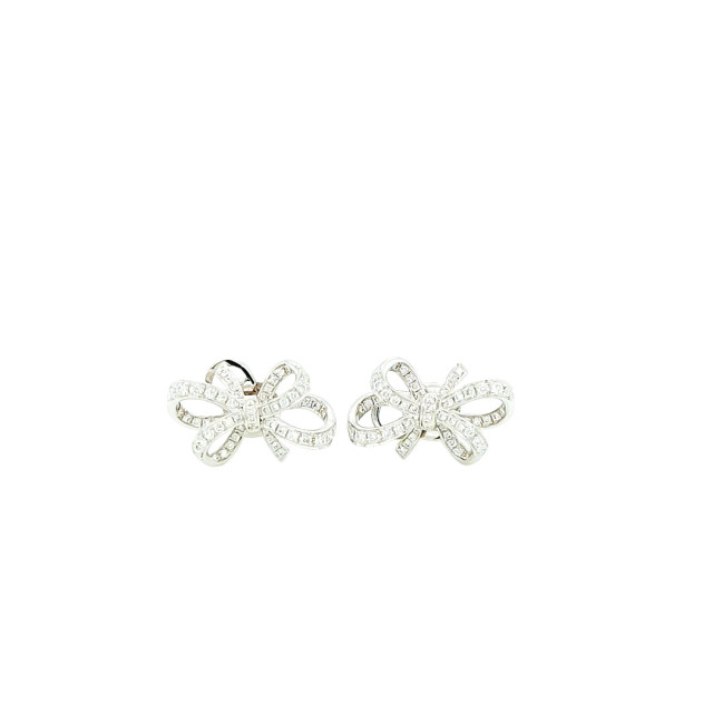 Diamond Ribbon Stud Earrings