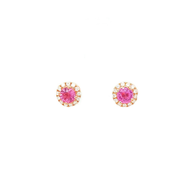 Pink Sapphire and Diamond Stud Earrings