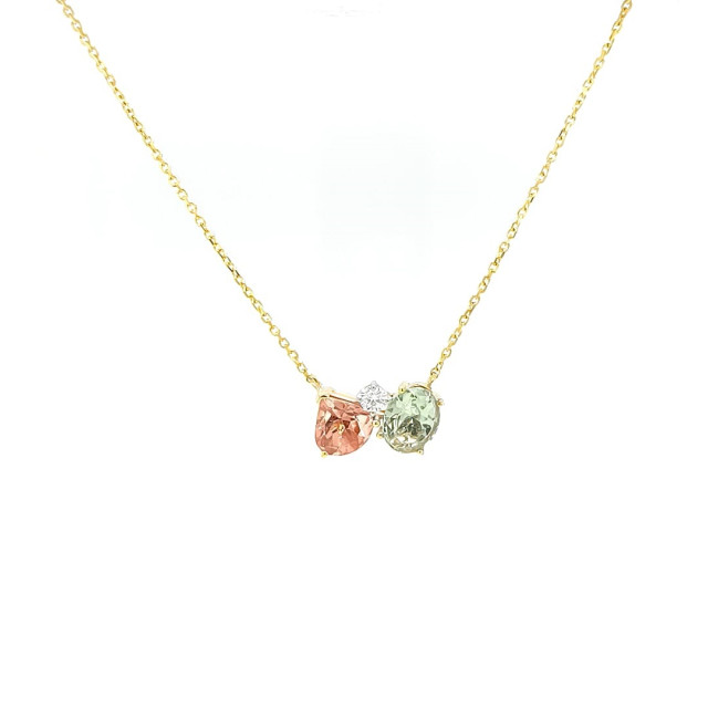 Tourmaline and Diamond Pendant Necklace